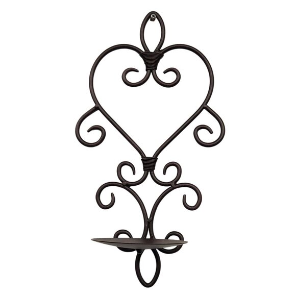 Decorative Wrought Iron Wall Sconce Candle Holder Scroll Design Accent 12x7 Inch - Picture 14 of 14